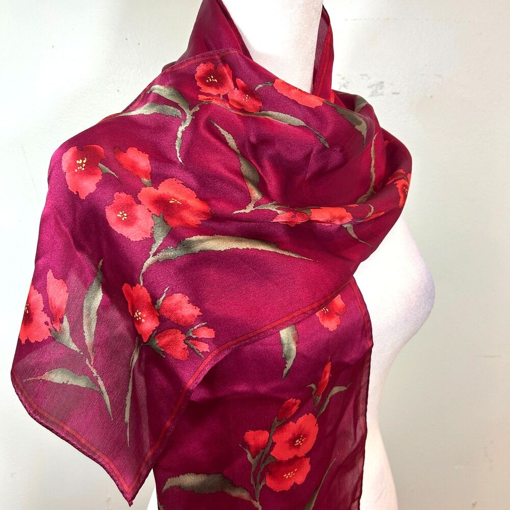 Elaine Gold for Collection XIIX 100% Silk Pink Scarf 53x10.5 Preppy Fairy